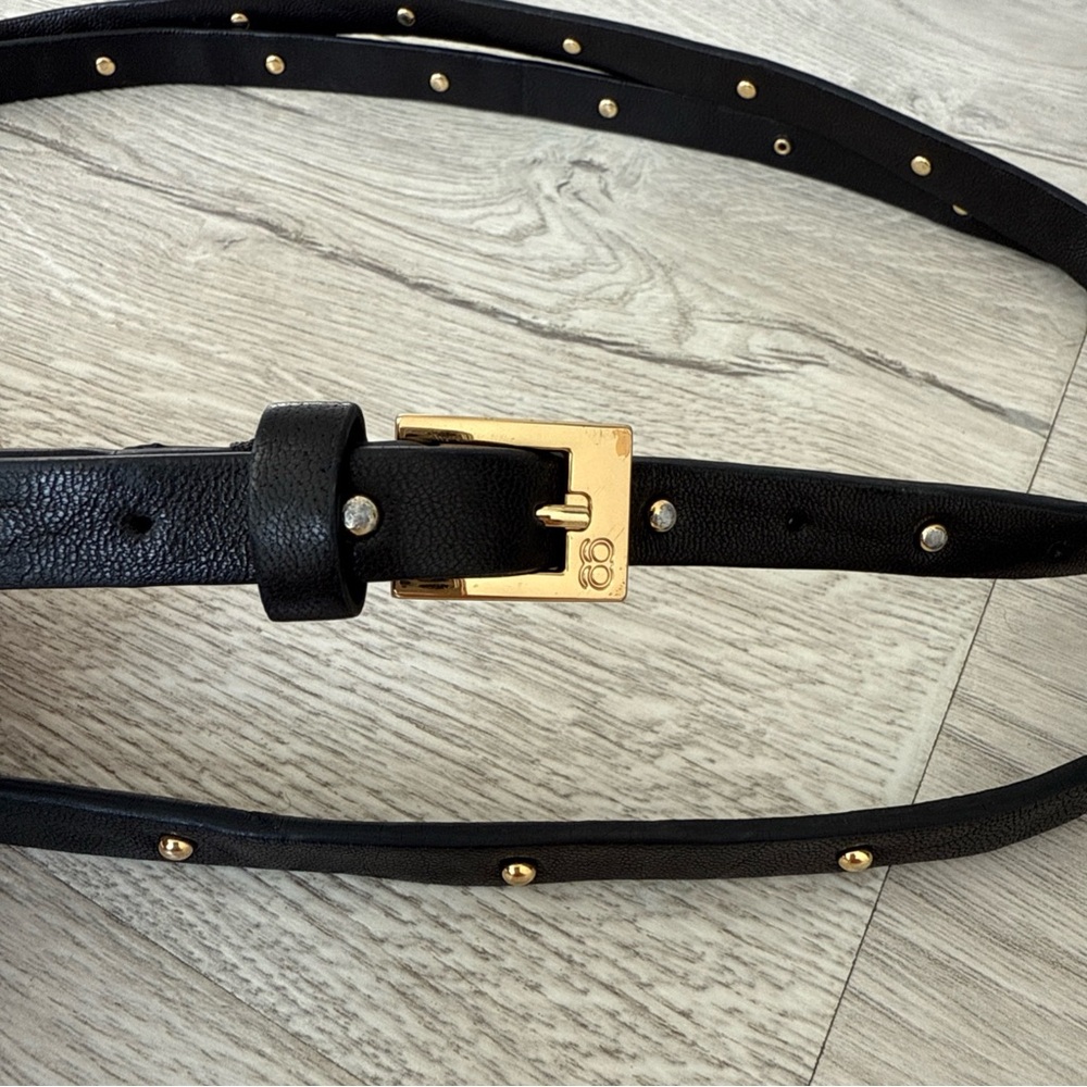 Gorjana Leather Belt Rare Women's Double Wrap Gold Tone Buckle Length 62.5” - Picture 3 of 5